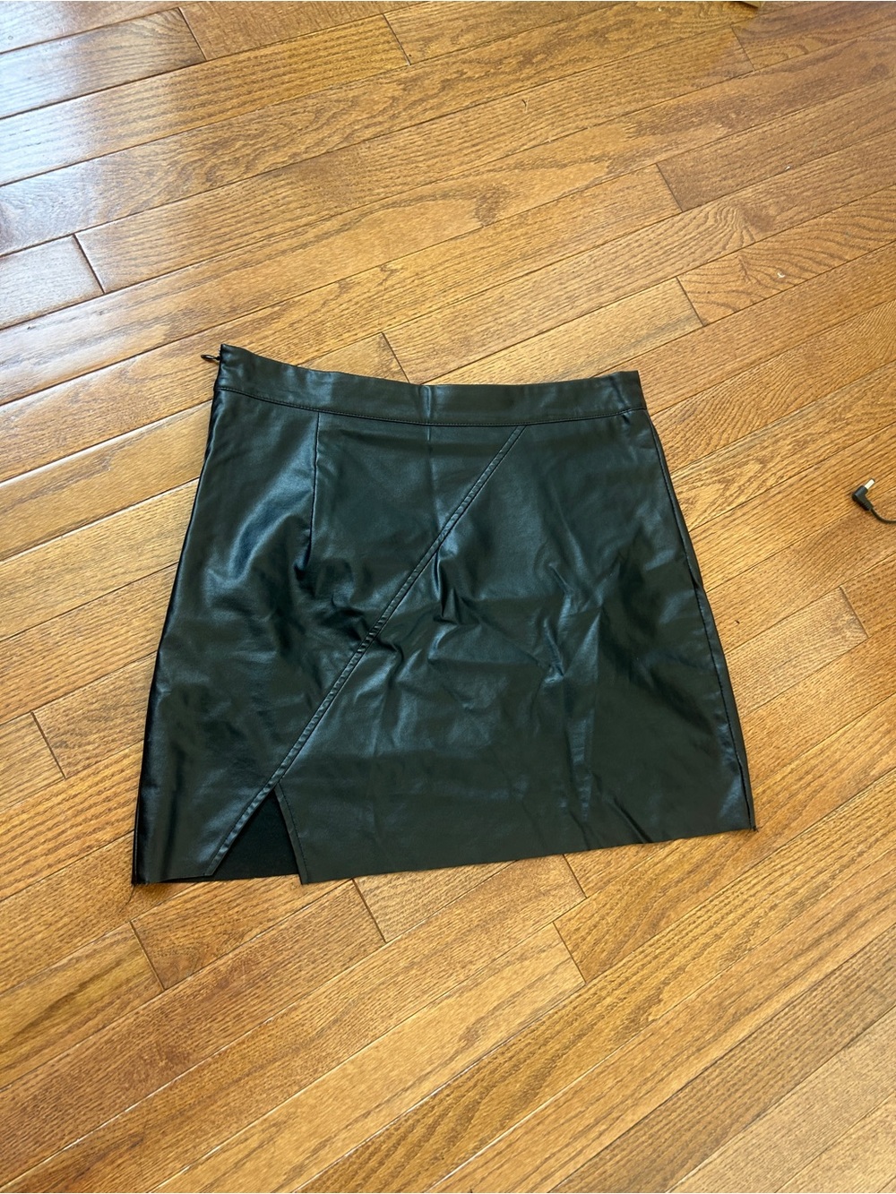 Women’s black leather skirt
